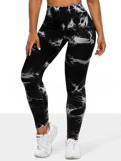 Comfortable Yoga Pants, Women's Seamless Tie-dye High Waist Workout Leggings Sportswear Workout Leggings Tights