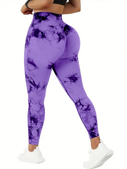 Comfortable Yoga Pants, Women's Seamless Tie-dye High Waist Workout Leggings Sportswear Workout Leggings Tights