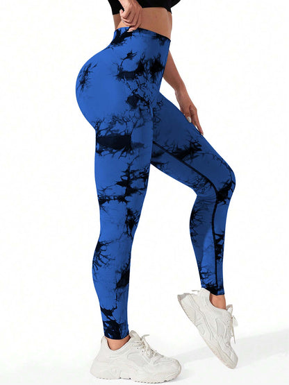 Comfortable Yoga Pants, Women's Seamless Tie-dye High Waist Workout Leggings Sportswear Workout Leggings Tights