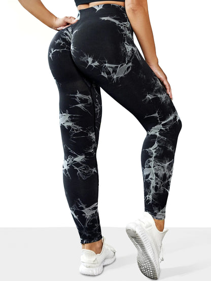 Comfortable Yoga Pants, Women's Seamless Tie-dye High Waist Workout Leggings Sportswear Workout Leggings Tights