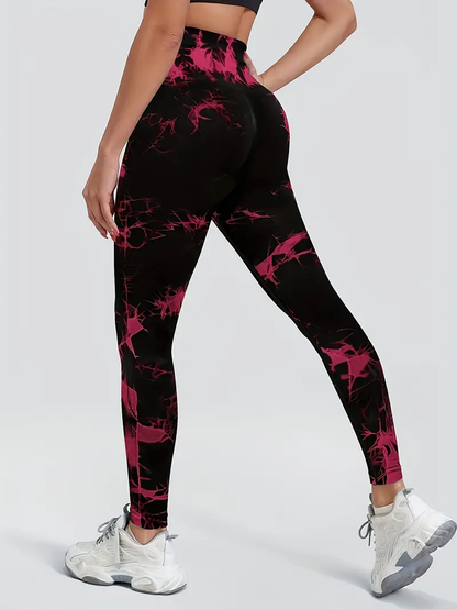 Comfortable Yoga Pants, Women's Seamless Tie-dye High Waist Workout Leggings Sportswear Workout Leggings Tights