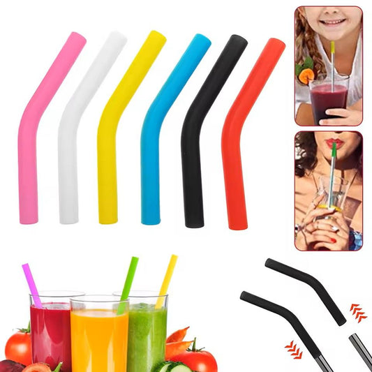 12pcs Silicone Straw Sleeves Reusable Straw Tips Food Grade Colorful Straw Covers Bendable Straw Accessories
