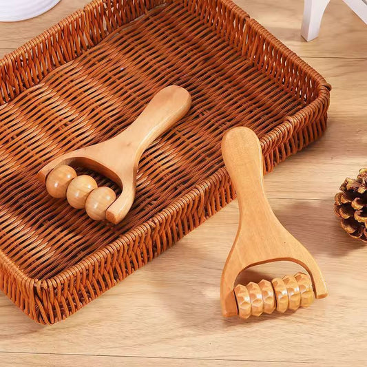 Whole-Body Wooden Roller Massager - Neck, Shoulder, Foot & Leg Relief