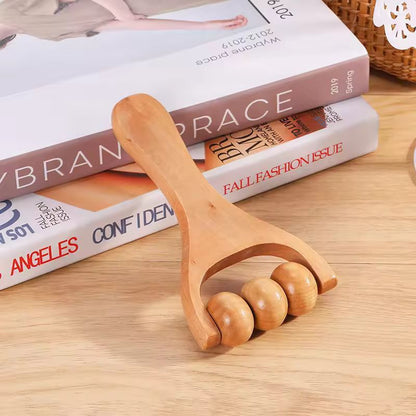 Whole-Body Wooden Roller Massager - Neck, Shoulder, Foot & Leg Relief