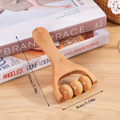 Whole-Body Wooden Roller Massager - Neck, Shoulder, Foot & Leg Relief
