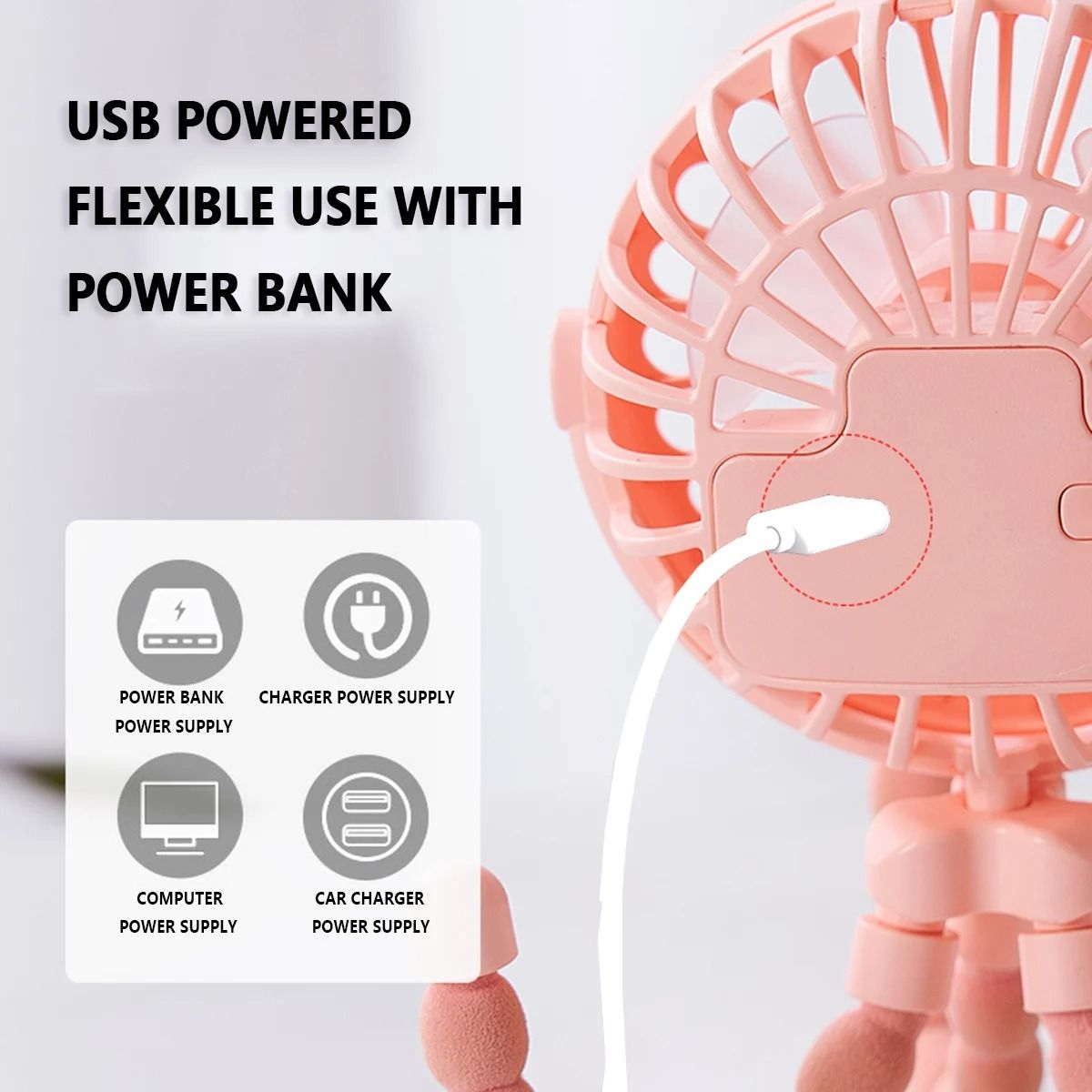 Octopus Shape Handheld Fan Standing Hanging and Winding Mini Fan