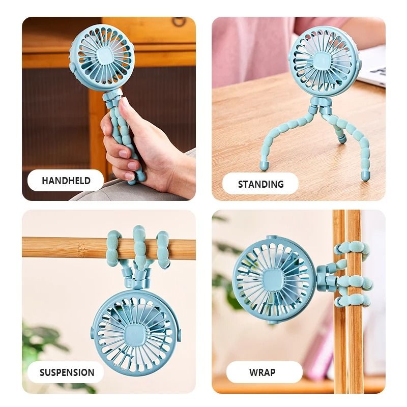 Octopus Shape Handheld Fan Standing Hanging and Winding Mini Fan