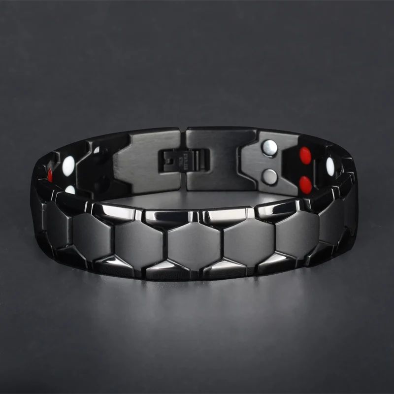 Vintage Copper Magnetic Bracelet for Men Pain Relief Therapy Link Chain with Double Row Magnets