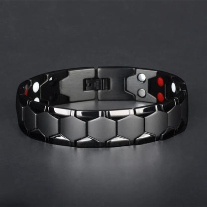 Vintage Copper Magnetic Bracelet for Men Pain Relief Therapy Link Chain with Double Row Magnets