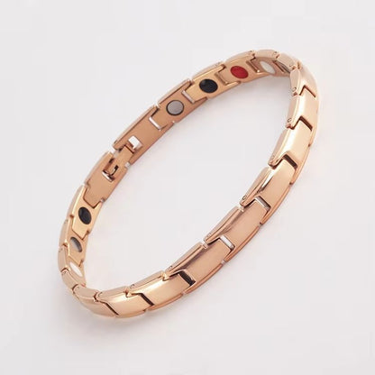 Vintage Copper Magnetic Bracelet for Men Pain Relief Therapy Link Chain with Double Row Magnets
