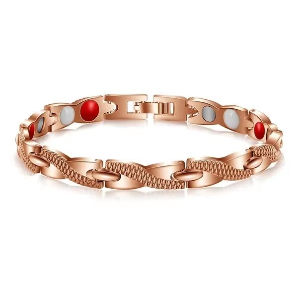 Vintage Copper Magnetic Bracelet for Men Pain Relief Therapy Link Chain with Double Row Magnets