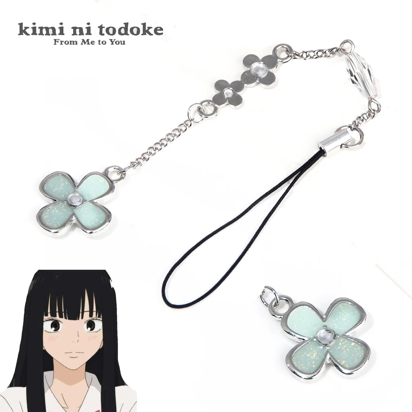 Flower Pendant Phone Charm with Chain Strap