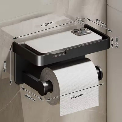 Stainless Alloy No-Drill Wall-Mounted Toilet Paper & Tissue Holder Rack