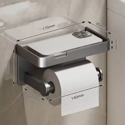 Stainless Alloy No-Drill Wall-Mounted Toilet Paper & Tissue Holder Rack