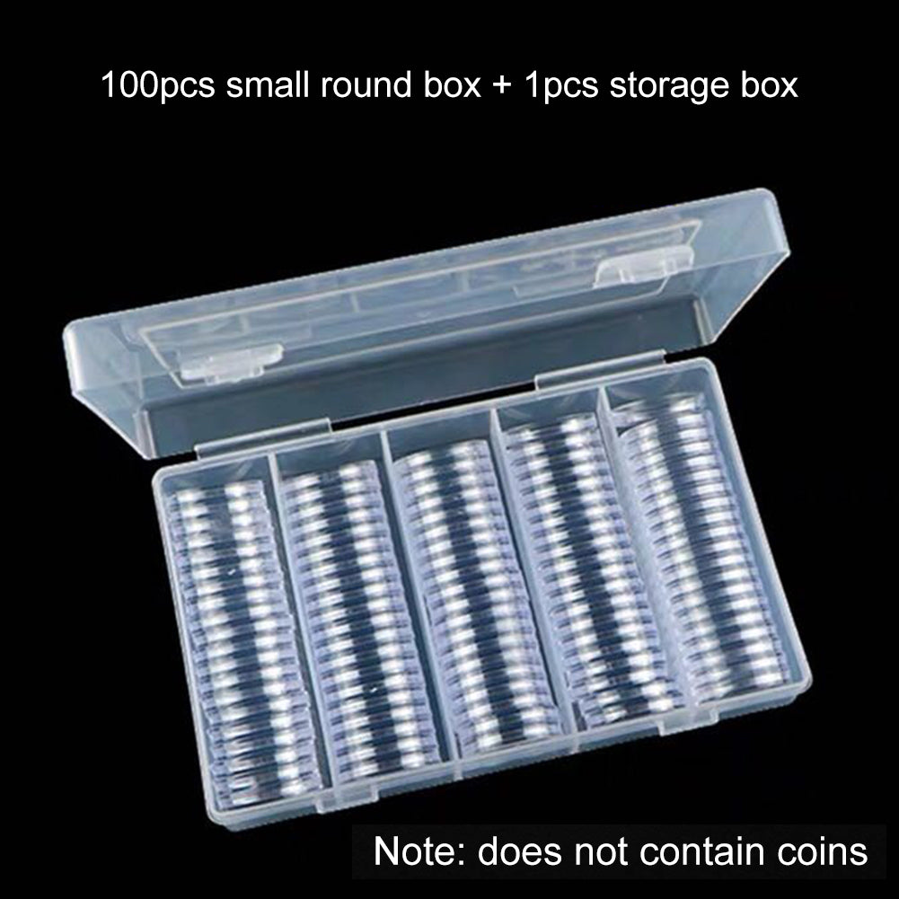 Container with Storage Organizer Box, Foam Gasket for Coin Display, Plastic Coin Holder Capsules