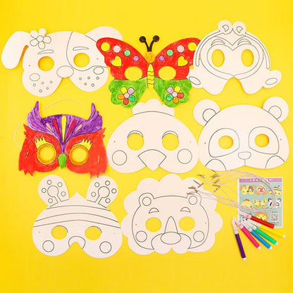 Kids 8-Piece Cartoon Animal DIY Mask Craft Kit