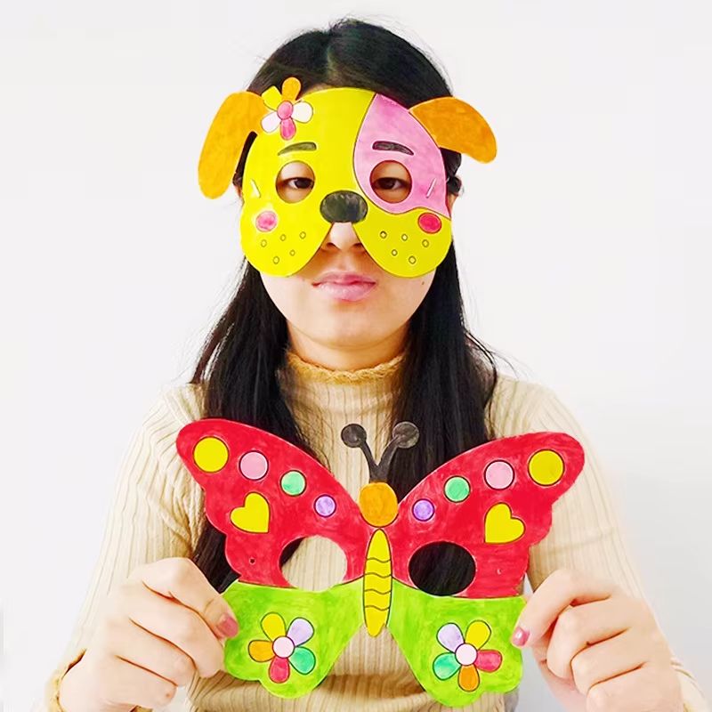 Kids 8-Piece Cartoon Animal DIY Mask Craft Kit