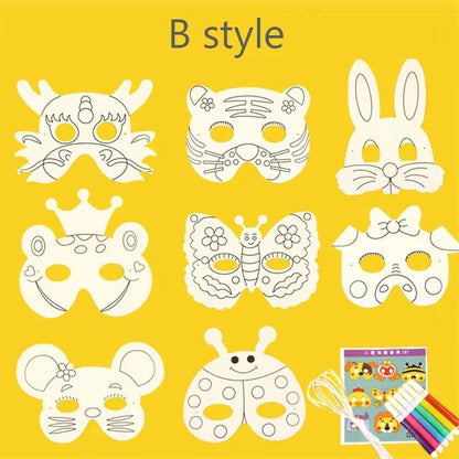 Kids 8-Piece Cartoon Animal DIY Mask Craft Kit