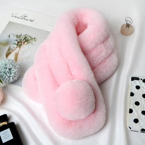 Winter Warm Soft Rabbit Fur Scarf Casual Outdoor Neck Soft Furry Scarves Casual Female Lady Outdoor Neck Warmer Collar