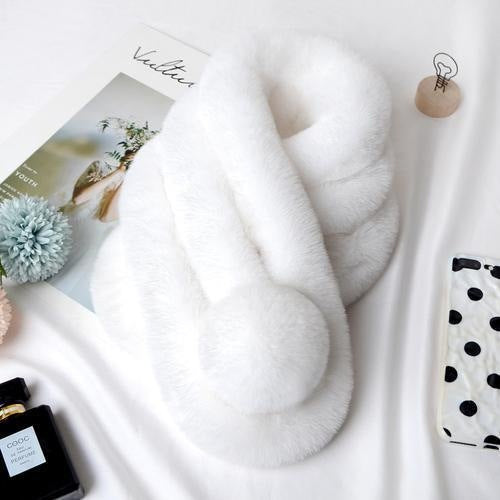 Winter Warm Soft Rabbit Fur Scarf Casual Outdoor Neck Soft Furry Scarves Casual Female Lady Outdoor Neck Warmer Collar