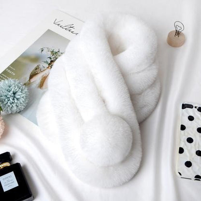 Winter Warm Soft Rabbit Fur Scarf Casual Outdoor Neck Soft Furry Scarves Casual Female Lady Outdoor Neck Warmer Collar
