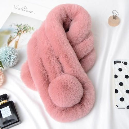 Winter Warm Soft Rabbit Fur Scarf Casual Outdoor Neck Soft Furry Scarves Casual Female Lady Outdoor Neck Warmer Collar