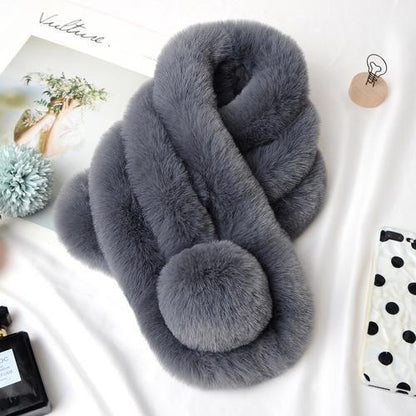 Winter Warm Soft Rabbit Fur Scarf Casual Outdoor Neck Soft Furry Scarves Casual Female Lady Outdoor Neck Warmer Collar