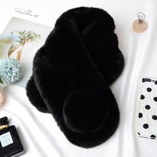 Winter Warm Soft Rabbit Fur Scarf Casual Outdoor Neck Soft Furry Scarves Casual Female Lady Outdoor Neck Warmer Collar
