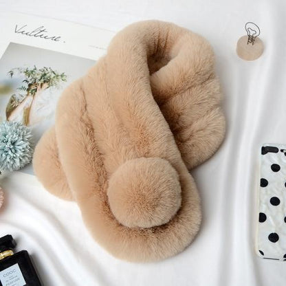 Winter Warm Soft Rabbit Fur Scarf Casual Outdoor Neck Soft Furry Scarves Casual Female Lady Outdoor Neck Warmer Collar