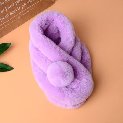Winter Warm Soft Rabbit Fur Scarf Casual Outdoor Neck Soft Furry Scarves Casual Female Lady Outdoor Neck Warmer Collar