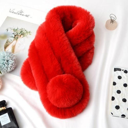 Winter Warm Soft Rabbit Fur Scarf Casual Outdoor Neck Soft Furry Scarves Casual Female Lady Outdoor Neck Warmer Collar