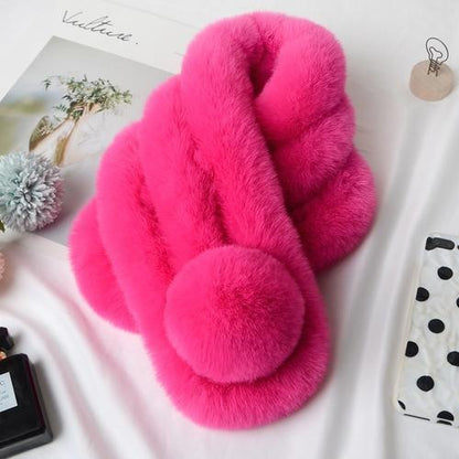 Winter Warm Soft Rabbit Fur Scarf Casual Outdoor Neck Soft Furry Scarves Casual Female Lady Outdoor Neck Warmer Collar