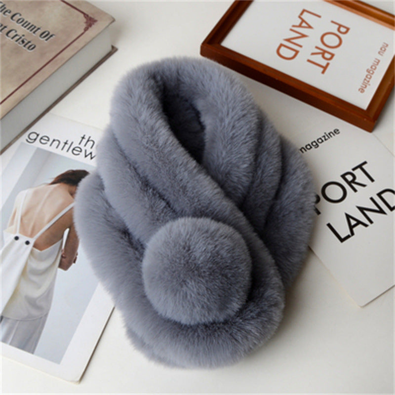 Winter Warm Soft Rabbit Fur Scarf Casual Outdoor Neck Soft Furry Scarves Casual Female Lady Outdoor Neck Warmer Collar