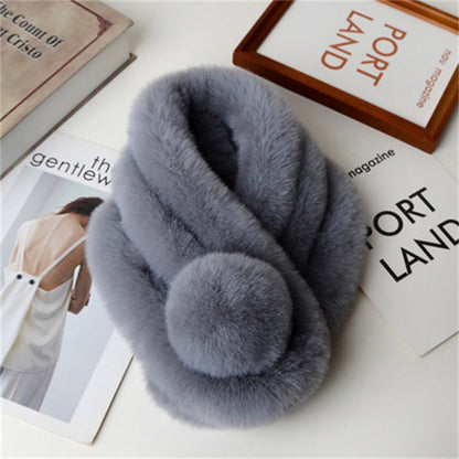 Winter Warm Soft Rabbit Fur Scarf Casual Outdoor Neck Soft Furry Scarves Casual Female Lady Outdoor Neck Warmer Collar