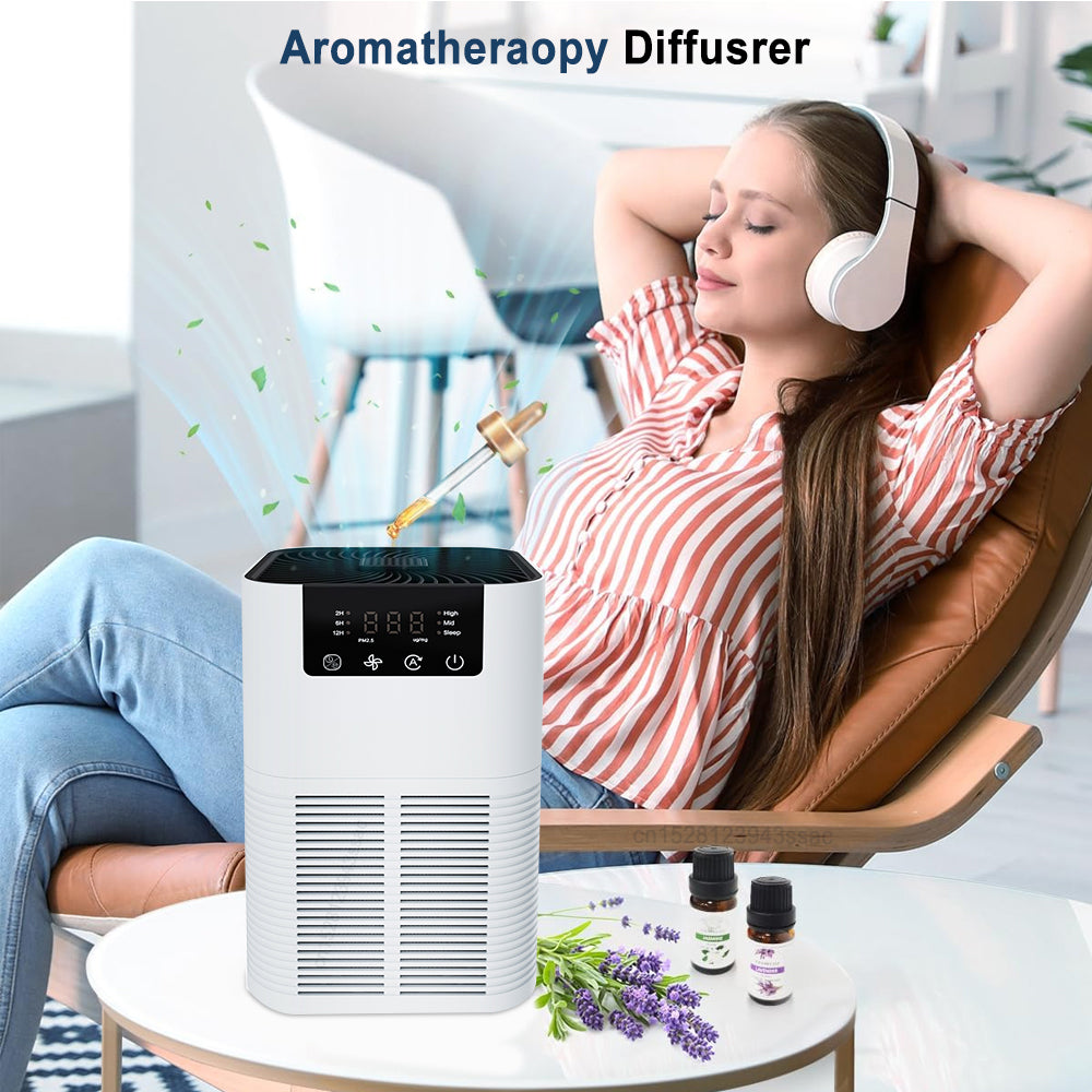 Air Purifier Smoke Odor Cleaner with HEPA Filter, Negative Ion Generator, Efficient Household Air Purifying Aromatherapy