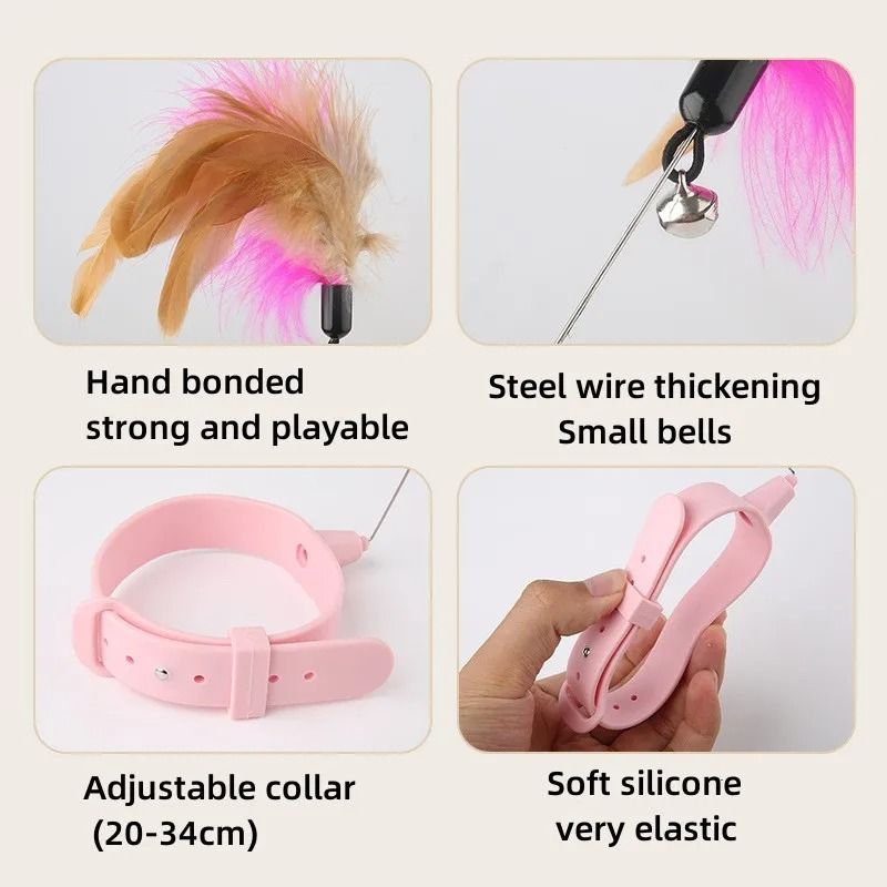 Interactive Feather Teaser Stick with Bell Cat Toy