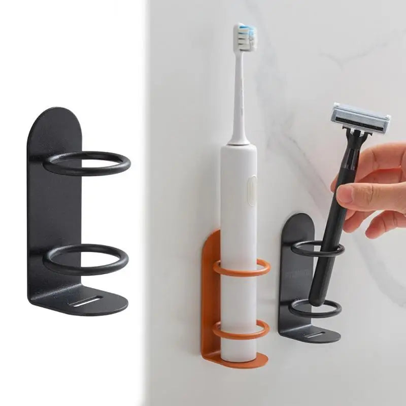 Wall-Mounted Electric Toothbrush Holder, Punch-Free Razor Holder, Bathroom Organizer Shelf