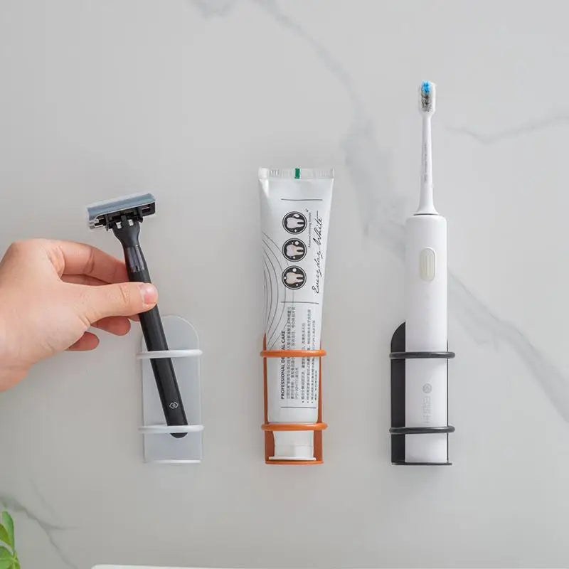 Wall-Mounted Electric Toothbrush Holder, Punch-Free Razor Holder, Bathroom Organizer Shelf