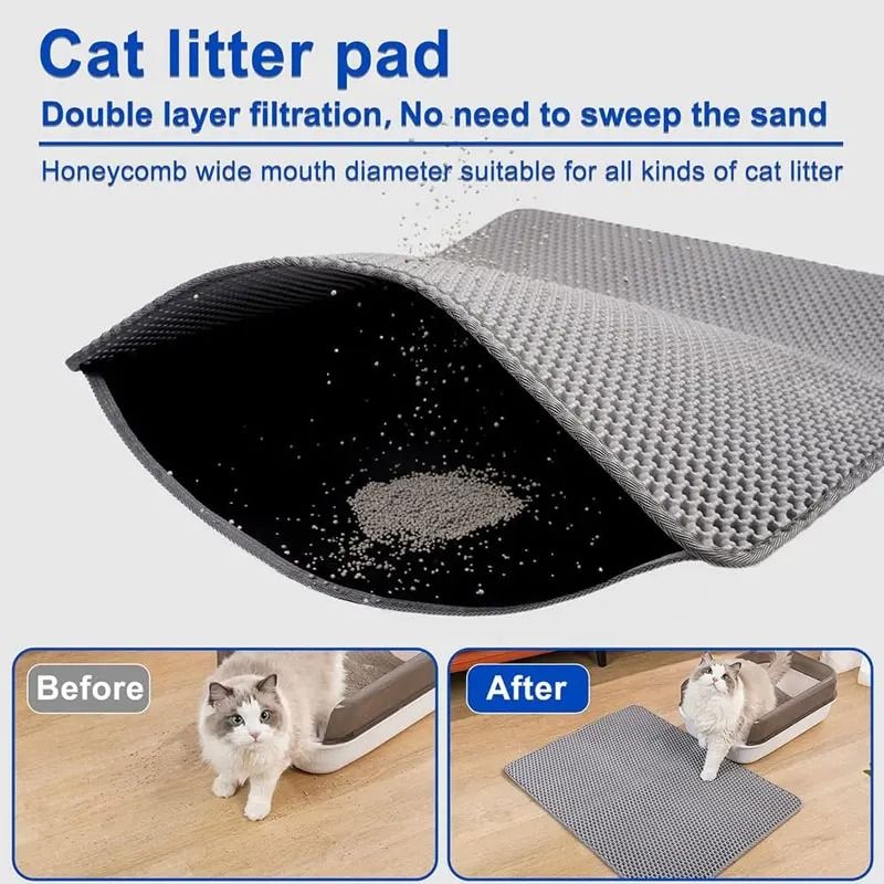 Pet Cat Litter Mat Double Layer Waterproof Litter Trapping Pad