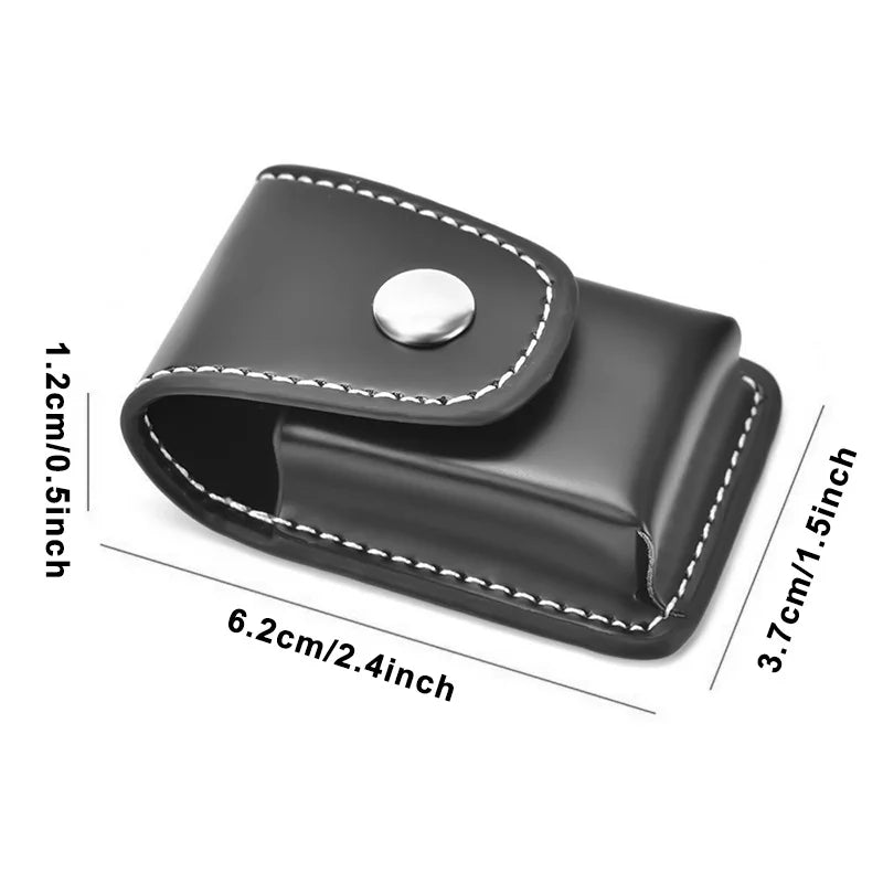 Men Box Holder with High Leather Cover, Windproof Zip Cigarette Lighter Gift, Small Case for Super Match
