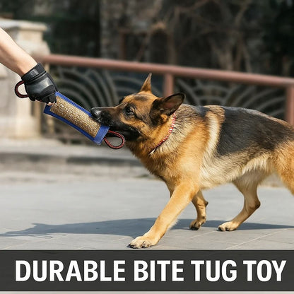 Dog Tug Toy Jute Bite Pillow with Two Handles for Training and Play