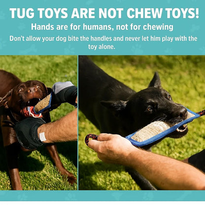 Dog Tug Toy Jute Bite Pillow with Two Handles for Training and Play