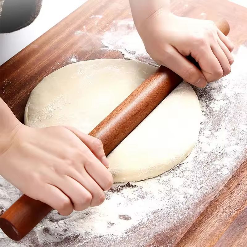 HeritageCraft Solid Wood Rolling Pin - Natural Lacquerless Dough Roller for Pastry, Dumplings & Noodles