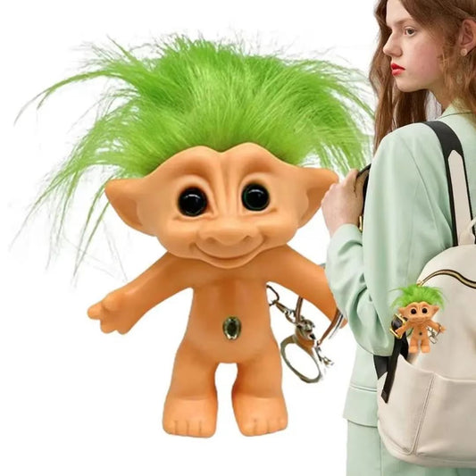 10cm Colorful Hair Troll Doll Keychain Good Luck Bag Charm
