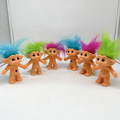 10cm Colorful Hair Troll Doll Keychain Good Luck Bag Charm