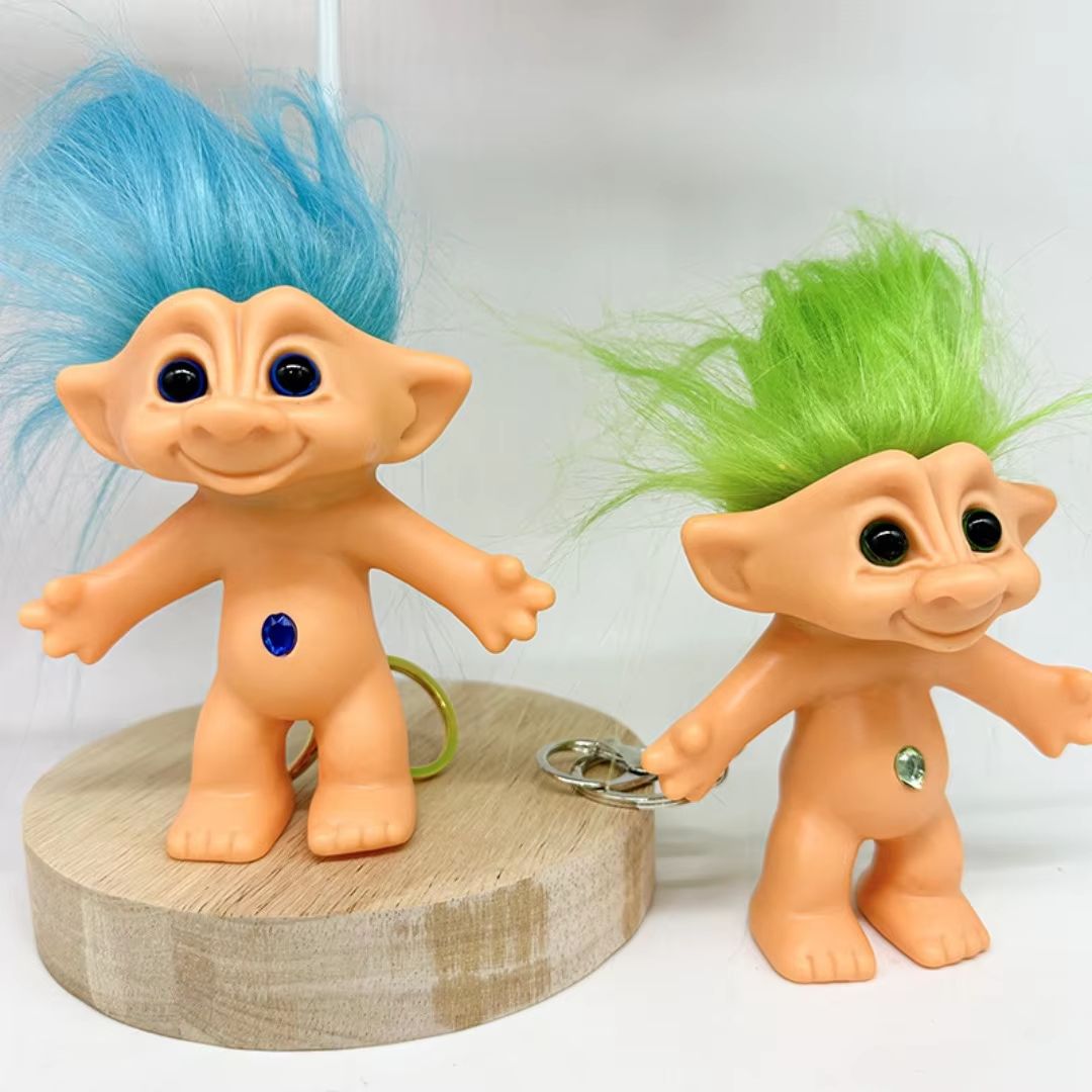 10cm Colorful Hair Troll Doll Keychain Good Luck Bag Charm