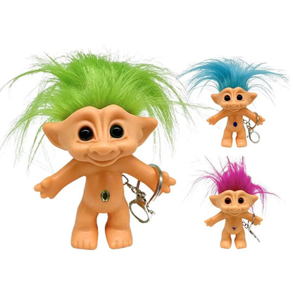 10cm Colorful Hair Troll Doll Keychain Good Luck Bag Charm