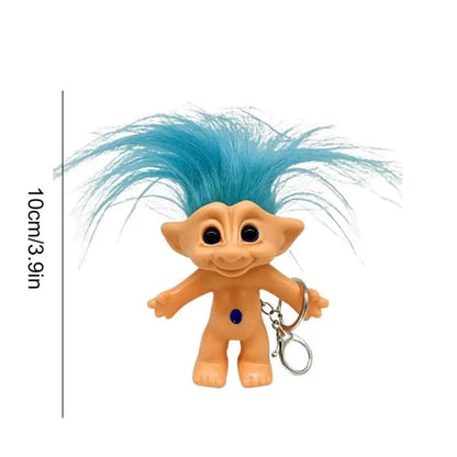 10cm Colorful Hair Troll Doll Keychain Good Luck Bag Charm
