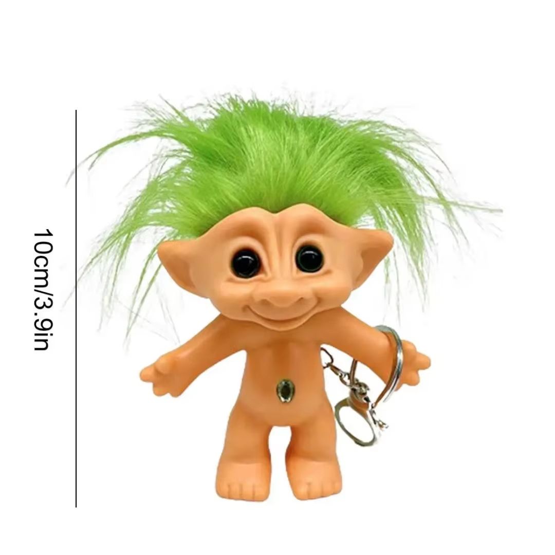 10cm Colorful Hair Troll Doll Keychain Good Luck Bag Charm