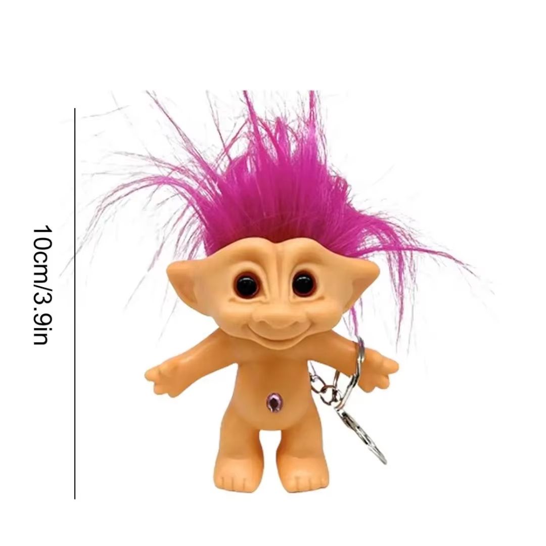 10cm Colorful Hair Troll Doll Keychain Good Luck Bag Charm